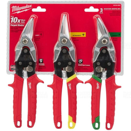 MILWAUKEE Lemezvágó olló készlet 260 mm (3 db jobbos, balos, egyenes)